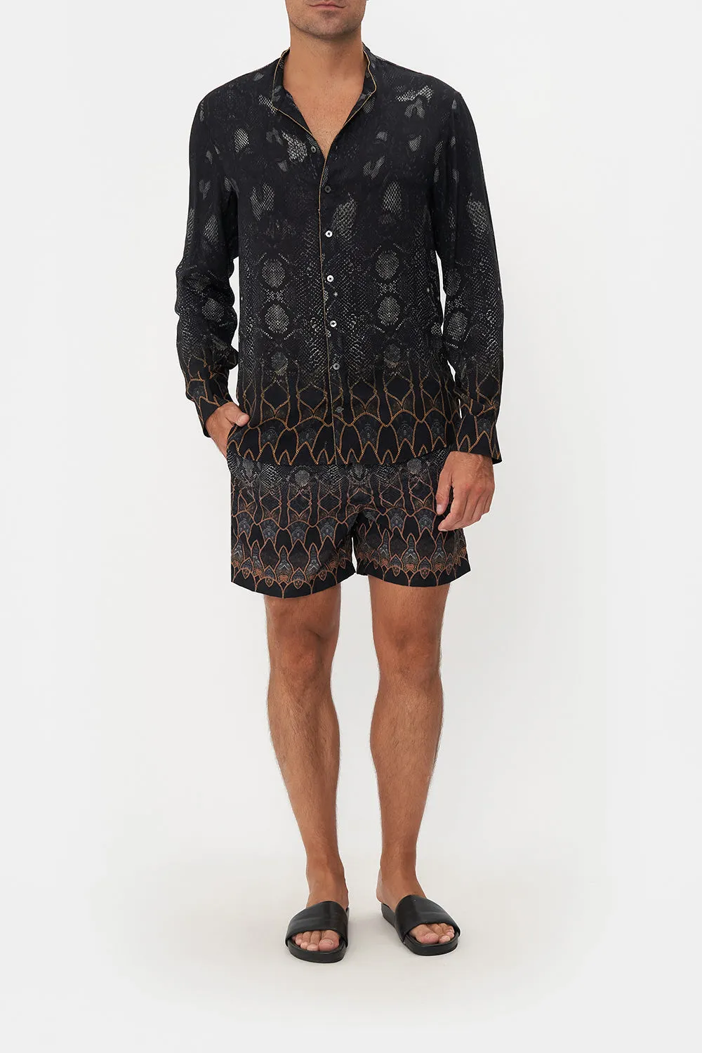 LONG SLEEVE MANDARIN COLLAR SHIRT WILD HORSES sold by Camilla