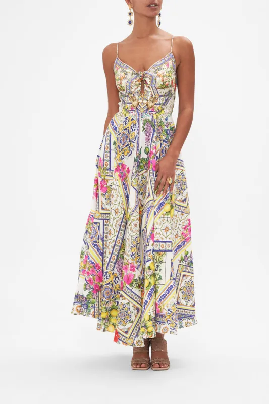 LONG DRESS WITH TIE FRONT AMALFI AMORE sold by Camilla
