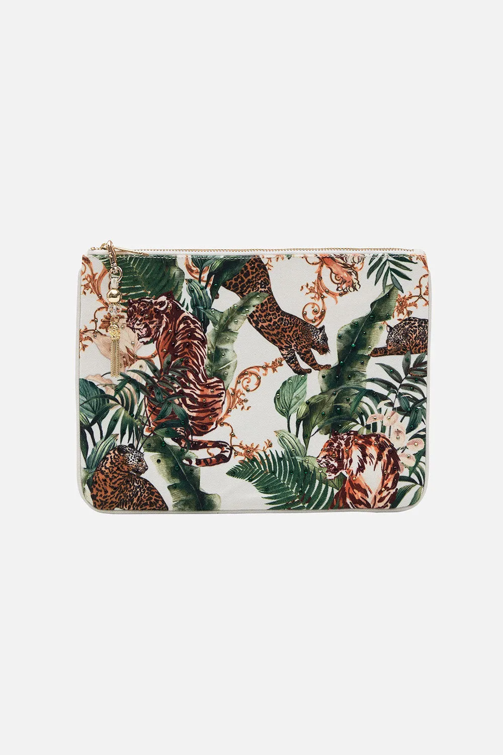 SMALL CANVAS CLUTCH TIGER TRAP sold by Camilla