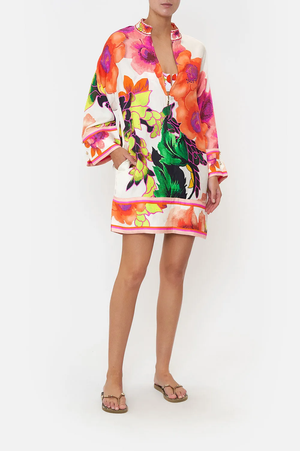 ZIP FRONT SHIRT DRESS PRETTY AS A POPPY sold by Camilla