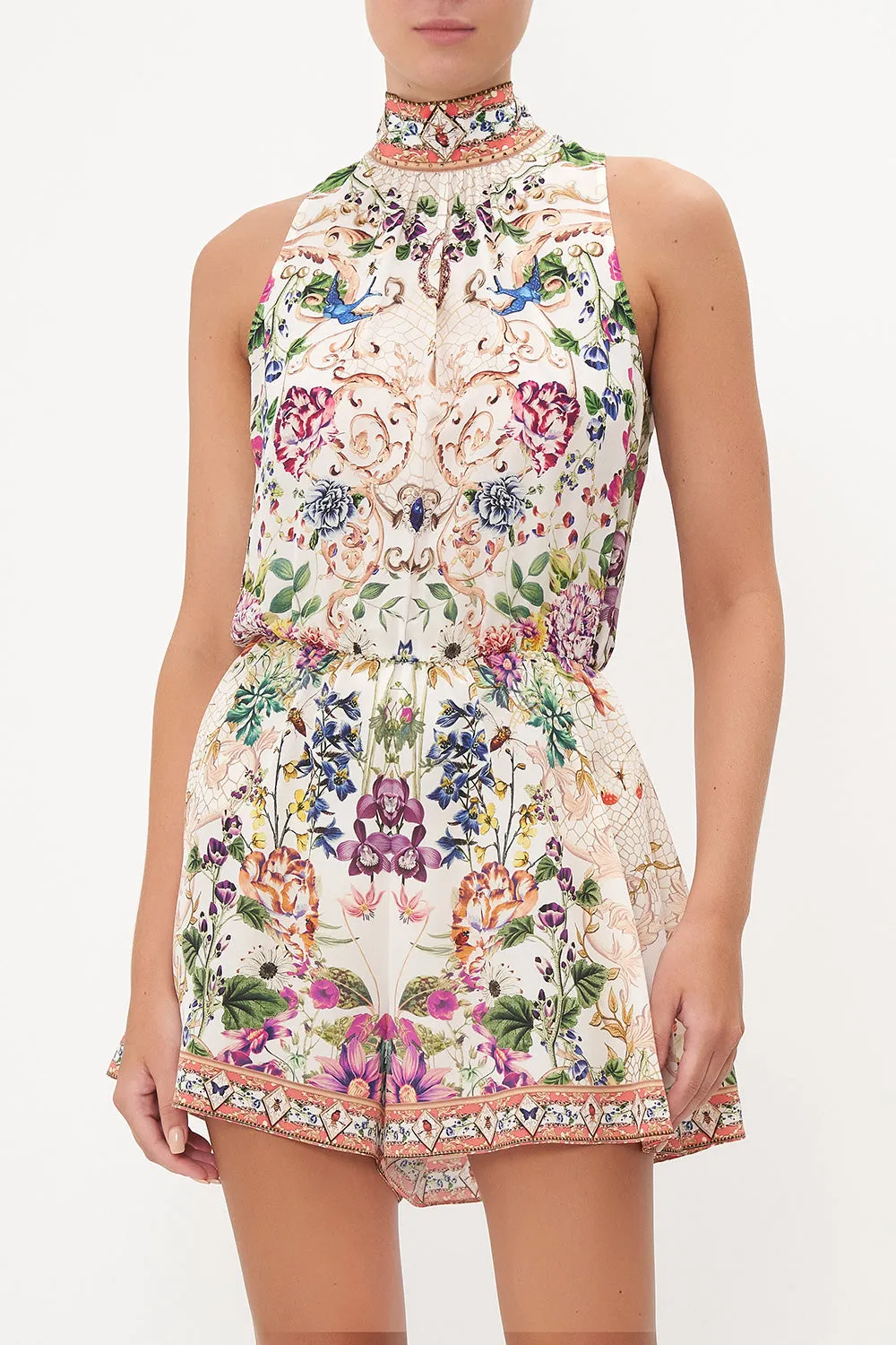 NECK TIE PLAYSUIT WITH ELASTIC WAIST QUEENS BEE HIVE sold by Camilla product image thumbnail 5