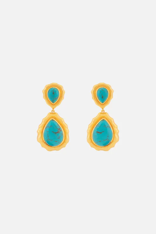 PAULINA GOLDEN TURQUOISE EARRINGS MULTI sold by Camilla