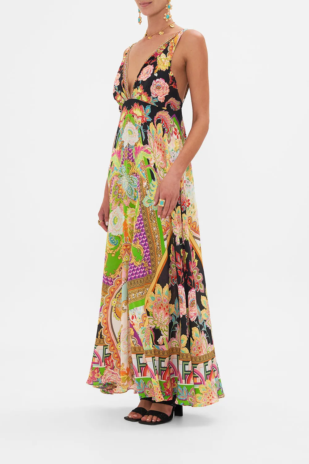 PLUNGE NECK MAXI DRESS SUNDOWNERS IN SICILY sold by Camilla product image thumbnail 4