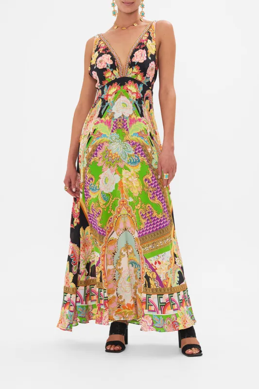 PLUNGE NECK MAXI DRESS SUNDOWNERS IN SICILY sold by Camilla