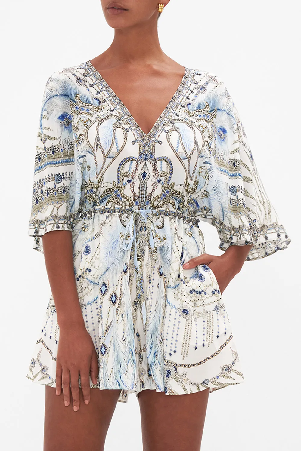 FLUTTER SLEEVE GATHERED WAIST PLAYSUIT MOON AND BACK sold by Camilla product image thumbnail 5