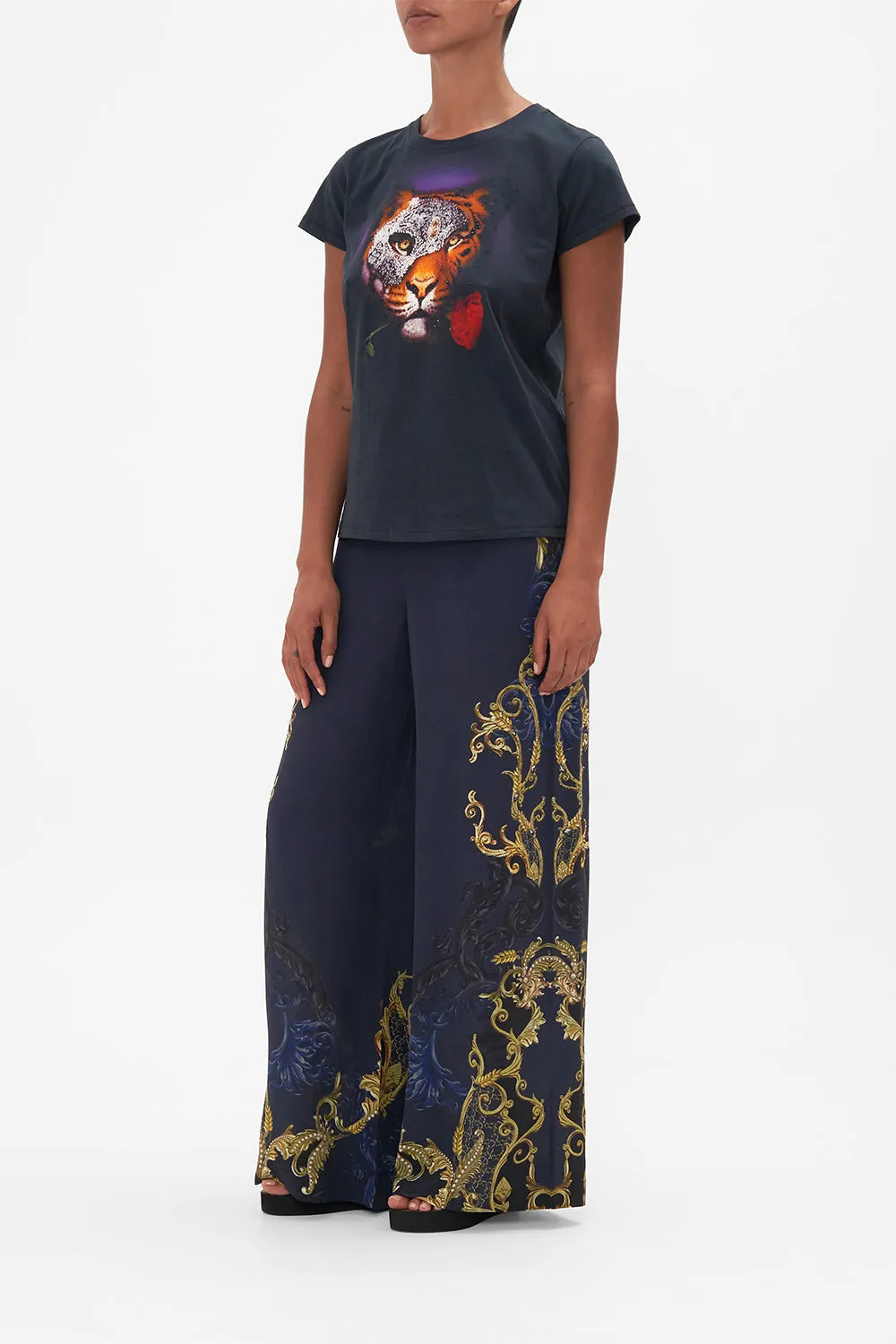 ORGANIC COTTON SLIM FIT TEE - BLACK MOONLIGHT MELODIES sold by Camilla product image thumbnail 4