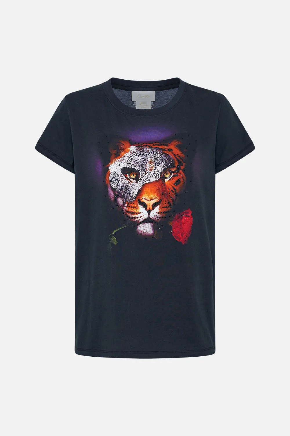 ORGANIC COTTON SLIM FIT TEE - BLACK MOONLIGHT MELODIES sold by Camilla product image thumbnail 3