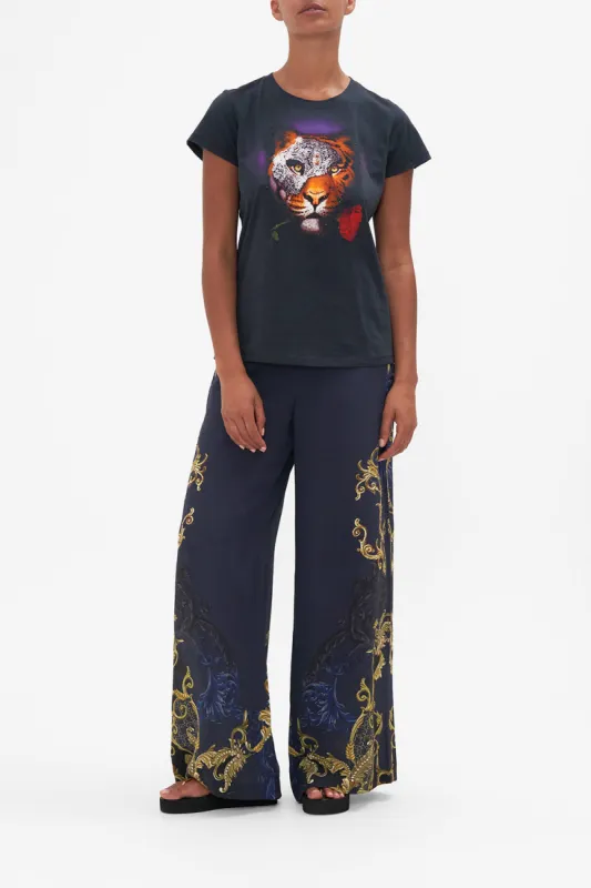 ORGANIC COTTON SLIM FIT TEE - BLACK MOONLIGHT MELODIES sold by Camilla