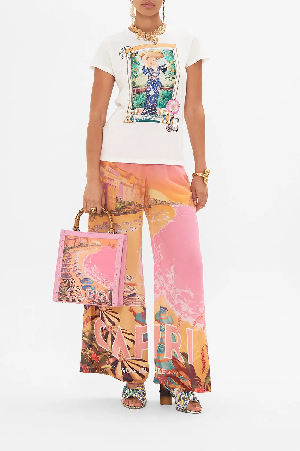 SLIM FIT ROUND NECK T-SHIRT - MULTI CAPRI ME sold by Camilla