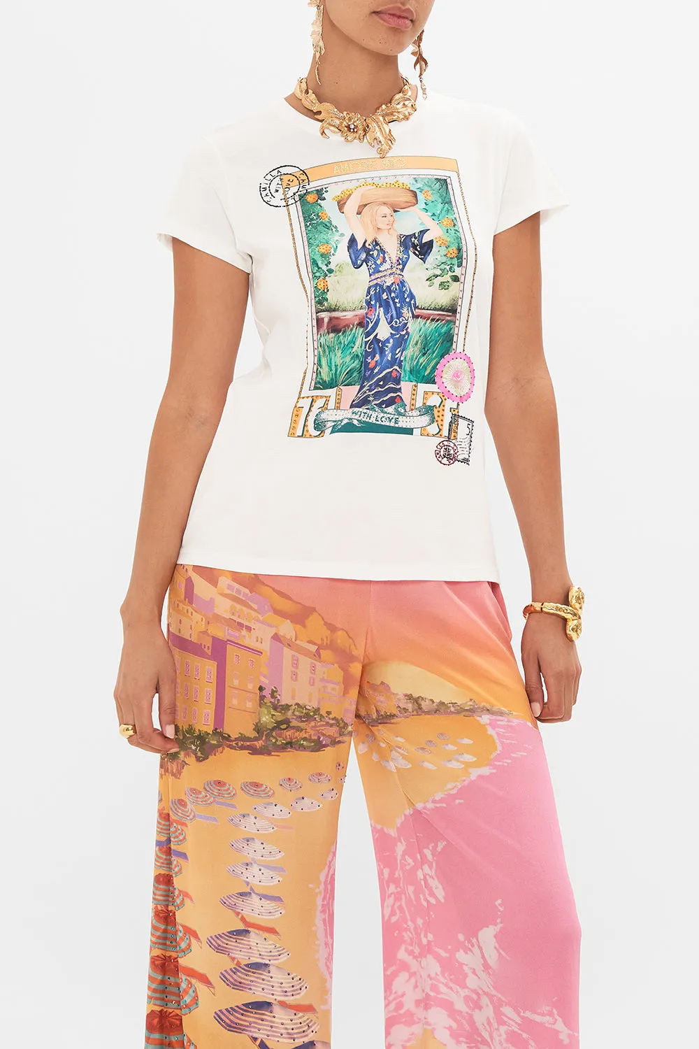 SLIM FIT ROUND NECK T-SHIRT - MULTI CAPRI ME sold by Camilla product image thumbnail 5