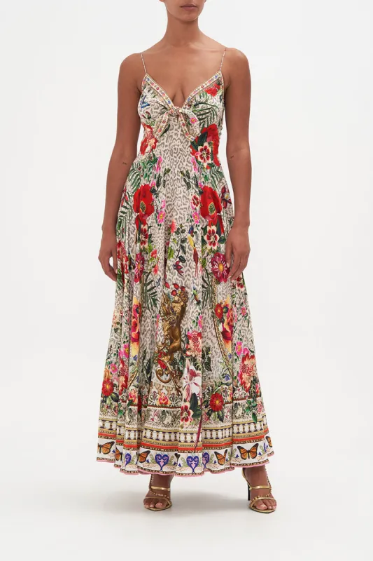 LONG DRESS WITH TIE FRONT LEOS BOUQUET sold by Camilla