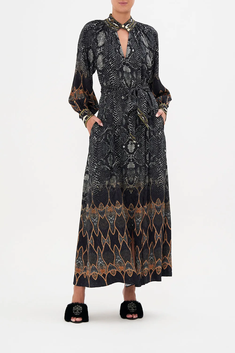 RAGLAN SLEEVE MIDI SHIRT DRESS WILD HORSES sold by Camilla