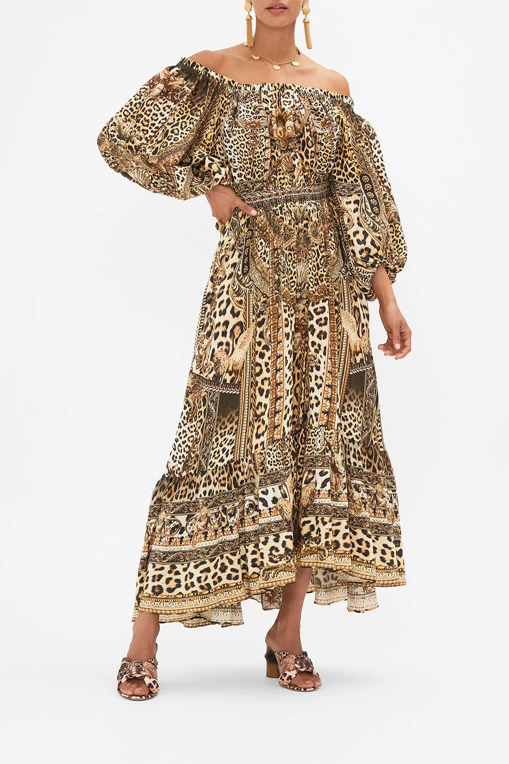 FRILL OFF THE SHOULDER LONG DRESS STANDING OVATION sold by Camilla