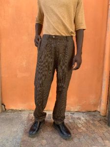 SEABISCUIT - WIDE TROUSERS - Herringbone Wool Brown sold by Camo