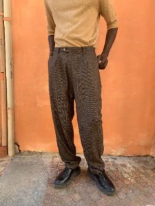 SEABISCUIT - WIDE TROUSERS - Herringbone Wool Brown sold by Camo