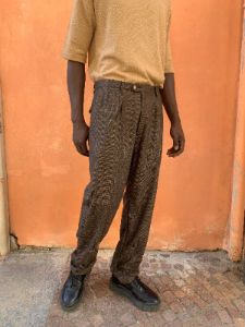 SEABISCUIT - WIDE TROUSERS - Herringbone Wool Brown sold by Camo