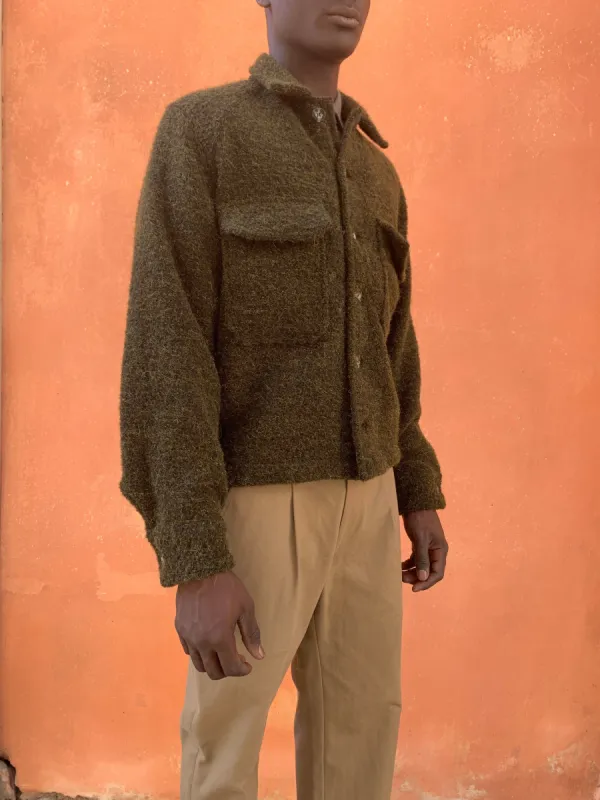 BALIO - JACKET SHIRT - Heavy Boucle' Wool Green made by Camo