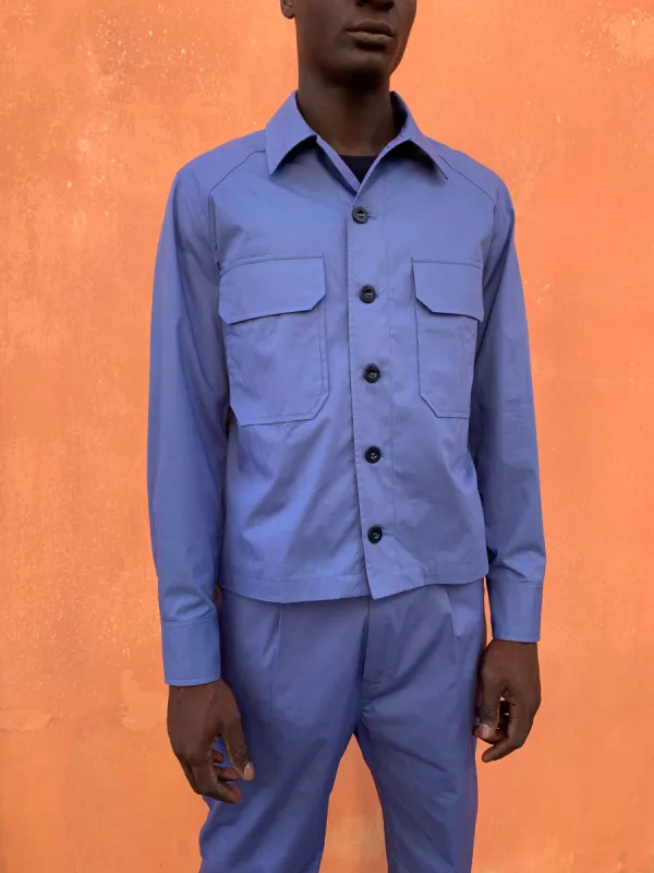 BALIO - JACKET SHIRT - Avio Blue Cotton Popeline sold by Camo