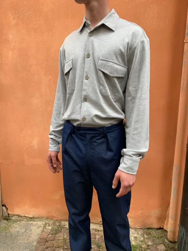 DANGLAR - OVERSHIRT - Piquet Cotton Grey sold by Camo