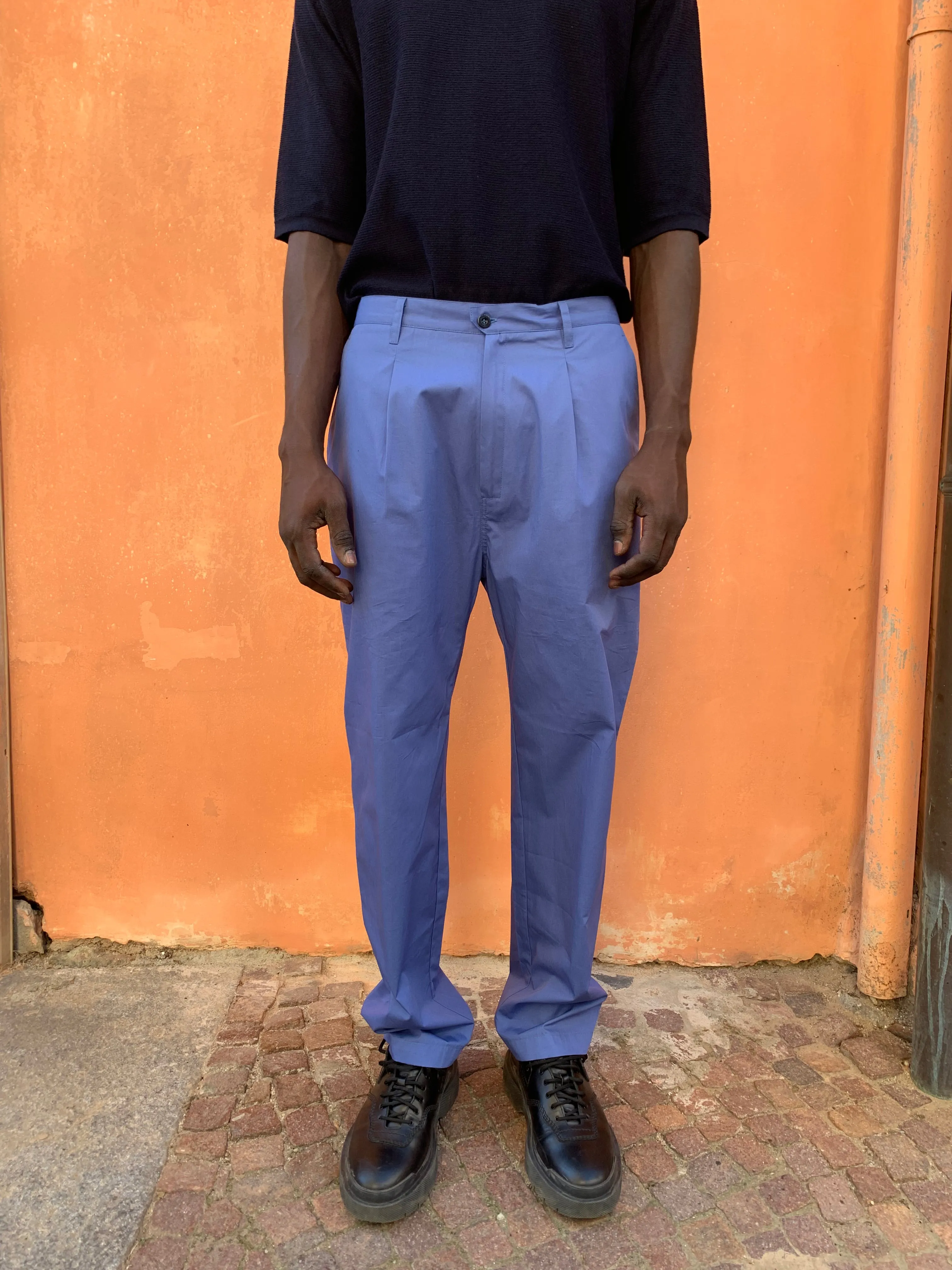 SEABISCUIT - WIDE TROUSER - Avio Blue Cotton Popeline sold by Camo product image thumbnail 2