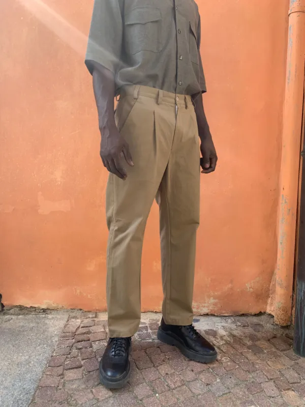 SPECTACULAR BID - AIR TROUSERS - Warm Twill Cotton Kaki made by Camo