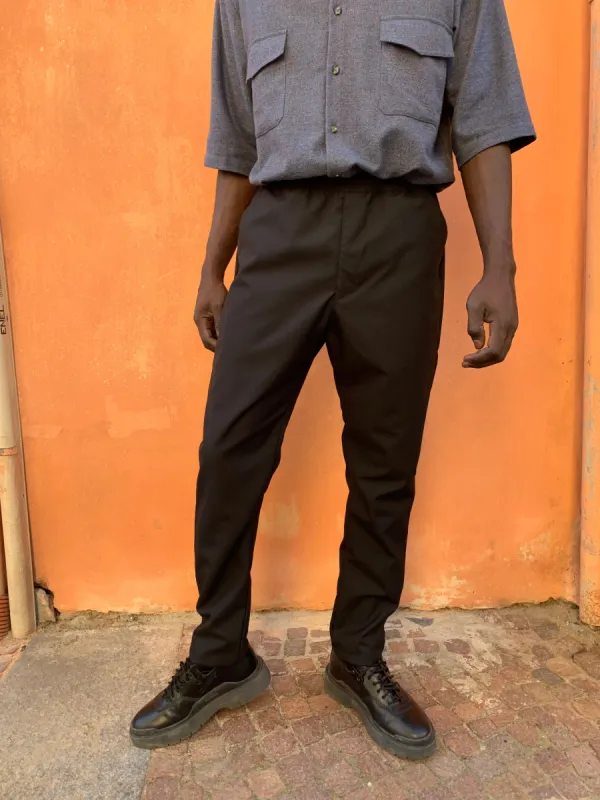 ECLIPSE - ELASTIC TROUSERS - Four Season Wool Black sold by Camo