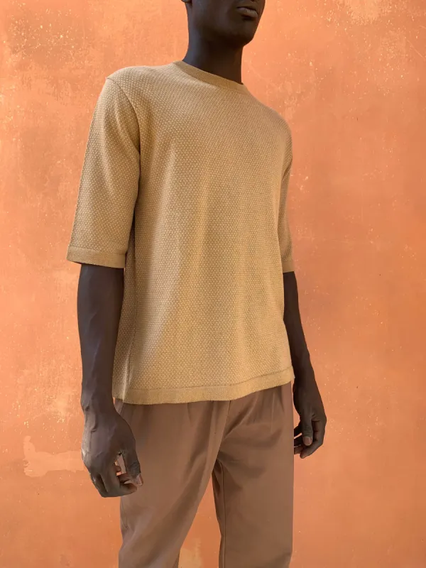 FEYSTONGAL - KNIT T-SHIRT - Cotton Beige/Cream dots made by Camo