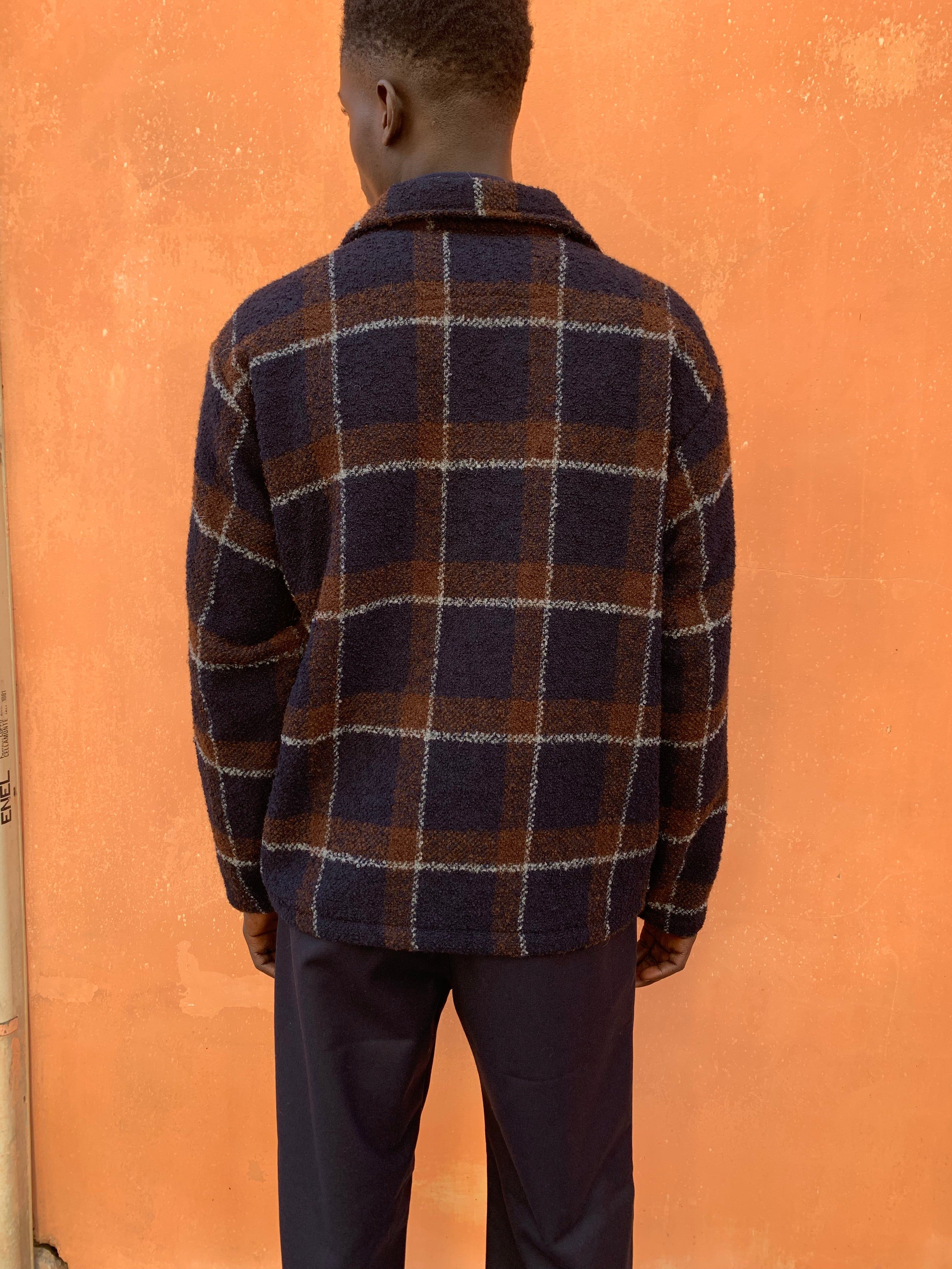 TISSERAND - AIR WIDE JACKET - Boucle' Wool Square Navy/Brown sold by Camo product image thumbnail 4