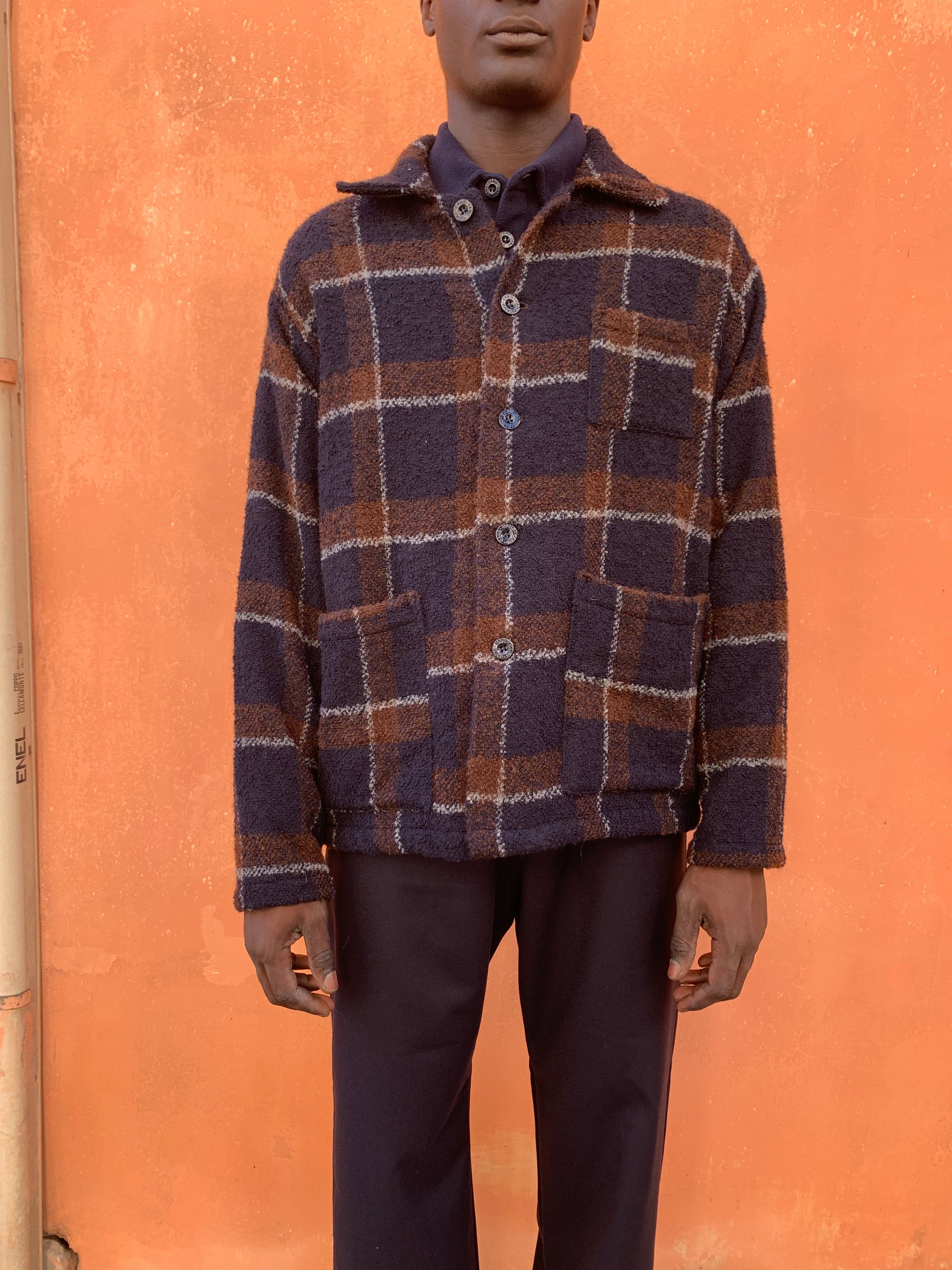 TISSERAND - AIR WIDE JACKET - Boucle' Wool Square Navy/Brown sold by Camo product image thumbnail 3