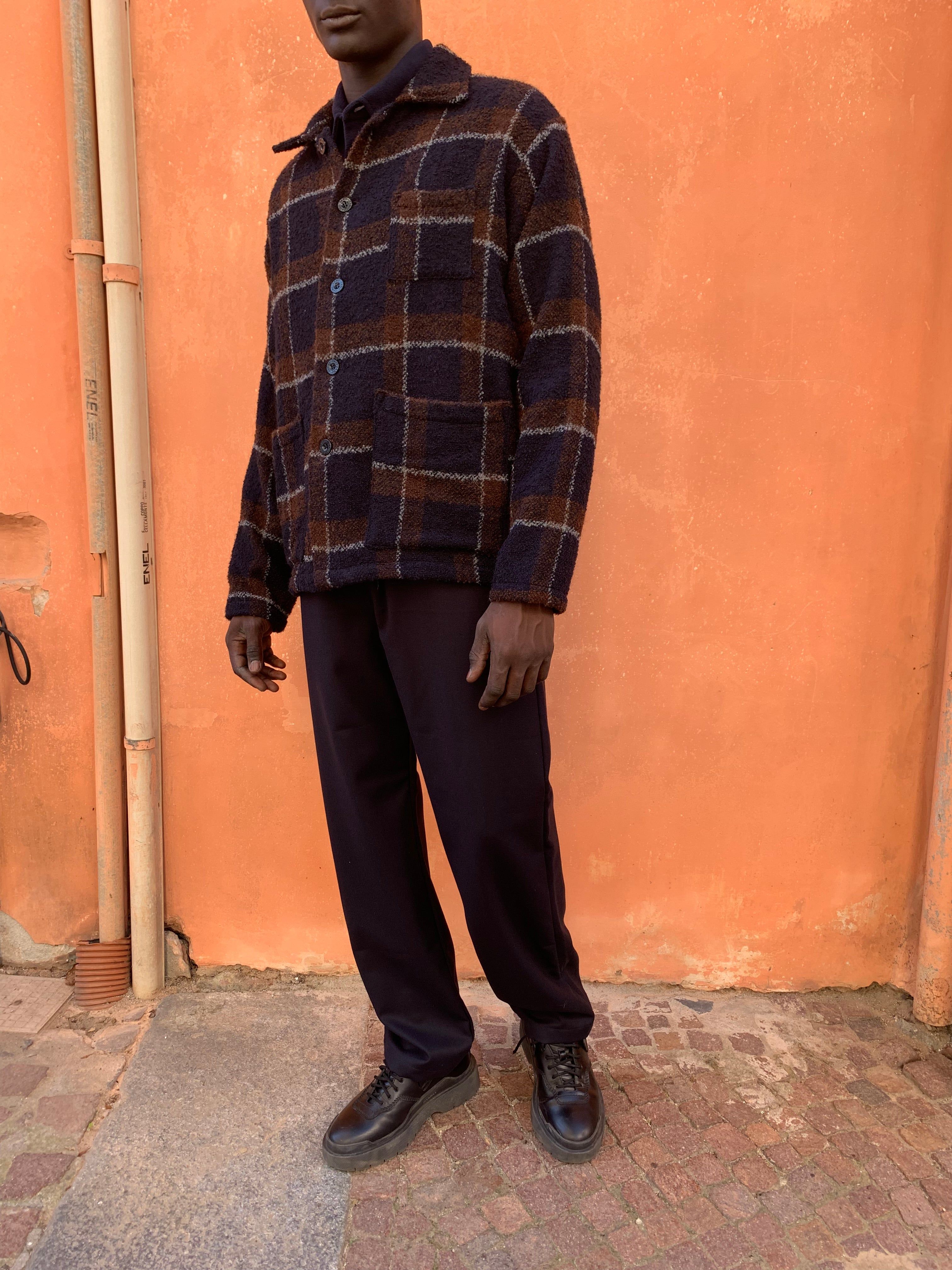 TISSERAND - AIR WIDE JACKET - Boucle' Wool Square Navy/Brown sold by Camo product image thumbnail 2