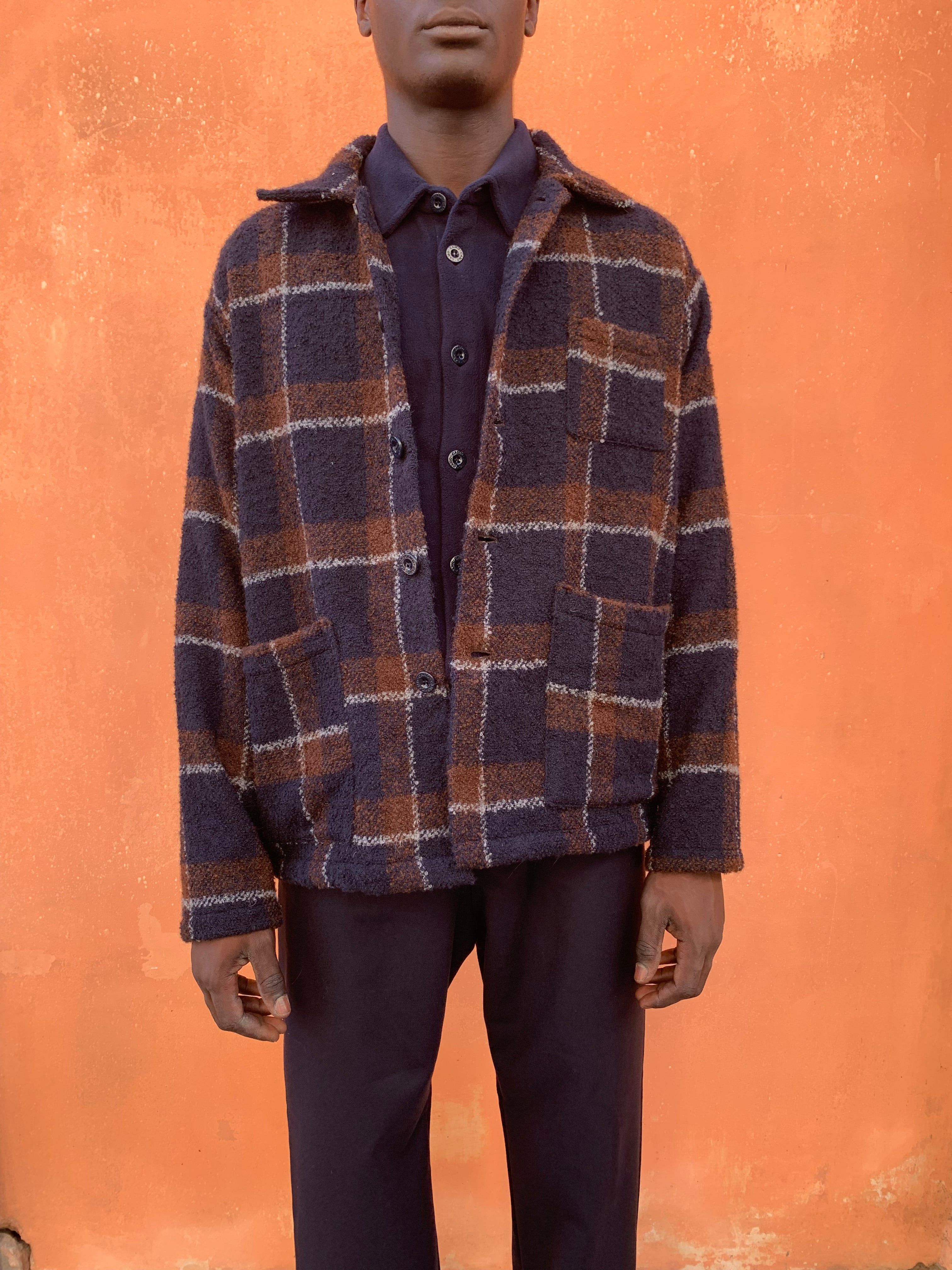 TISSERAND - AIR WIDE JACKET - Boucle' Wool Square Navy/Brown sold by Camo product image thumbnail 5