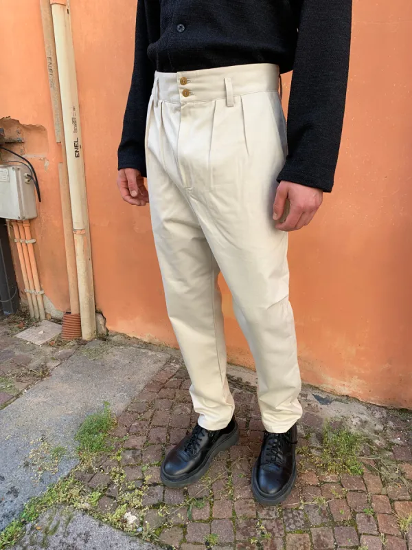 MESSALINA - TWO PENCE TROUSERS - Warm Twill Cotton Beige sold by Camo