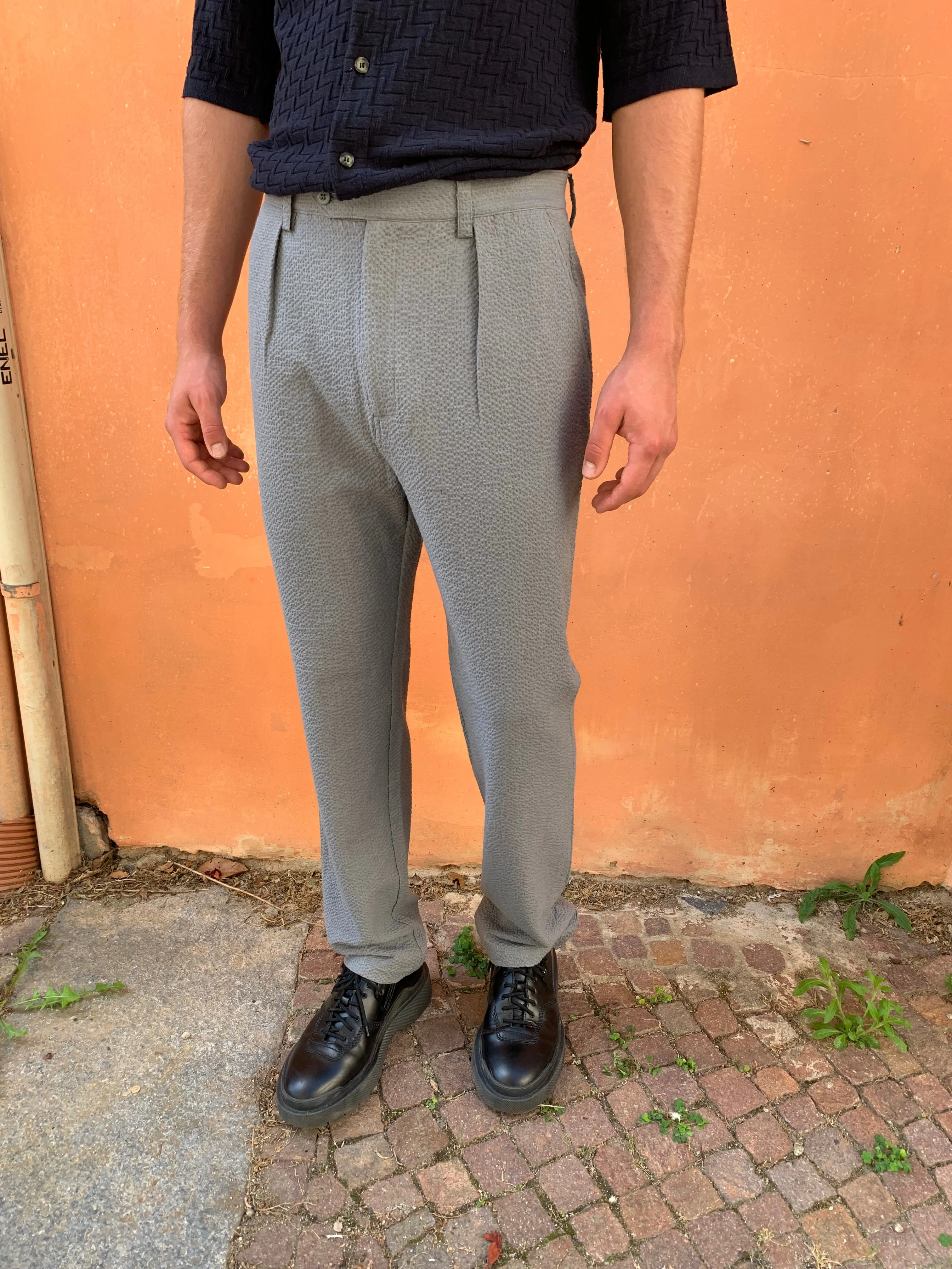 COMANCHE - CLASSIC TROUSERS - Seersucker Grey sold by Camo