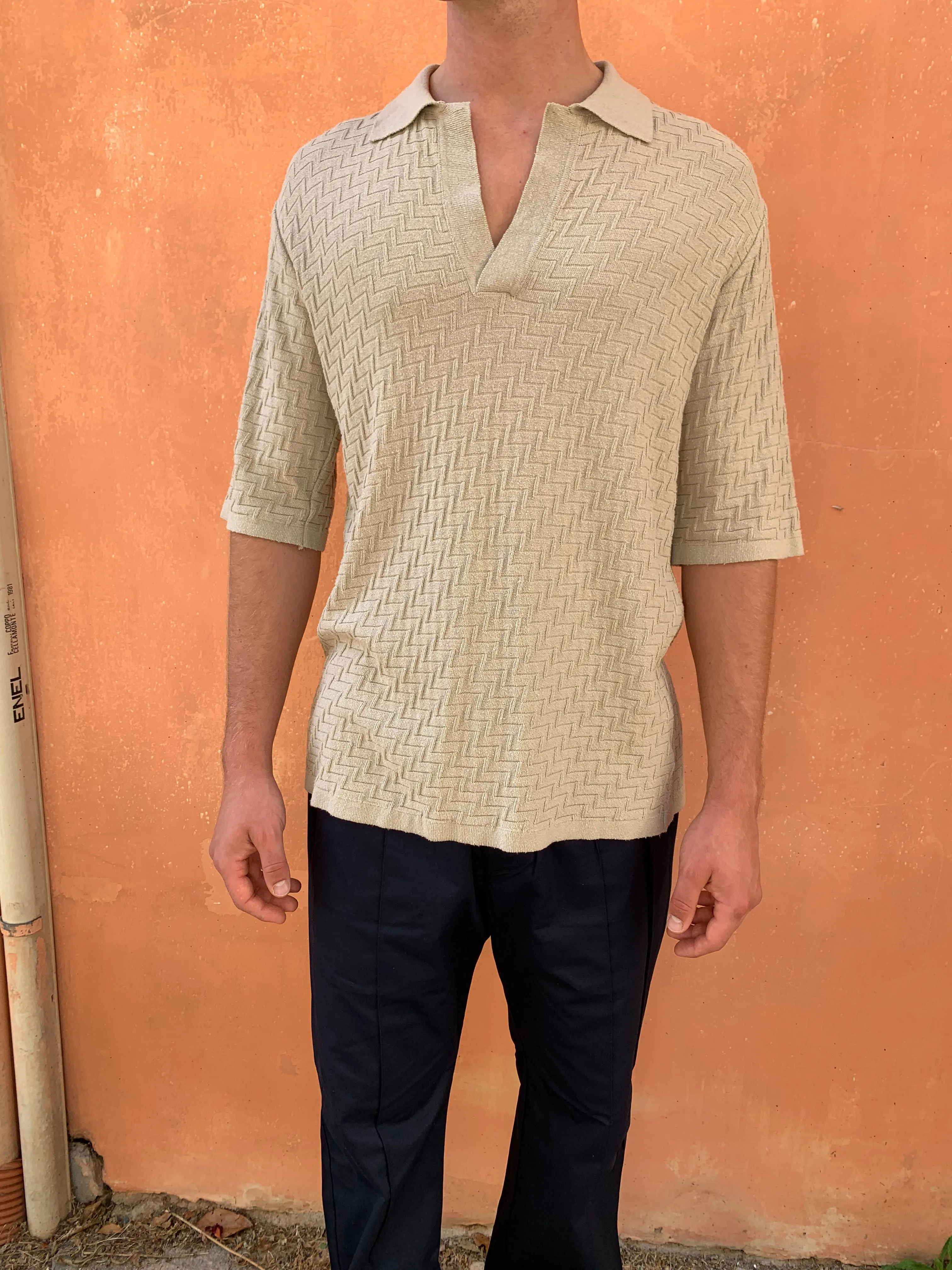 ZANE - KNIT POLO - Silk Bourette Sand sold by Camo product image thumbnail 2