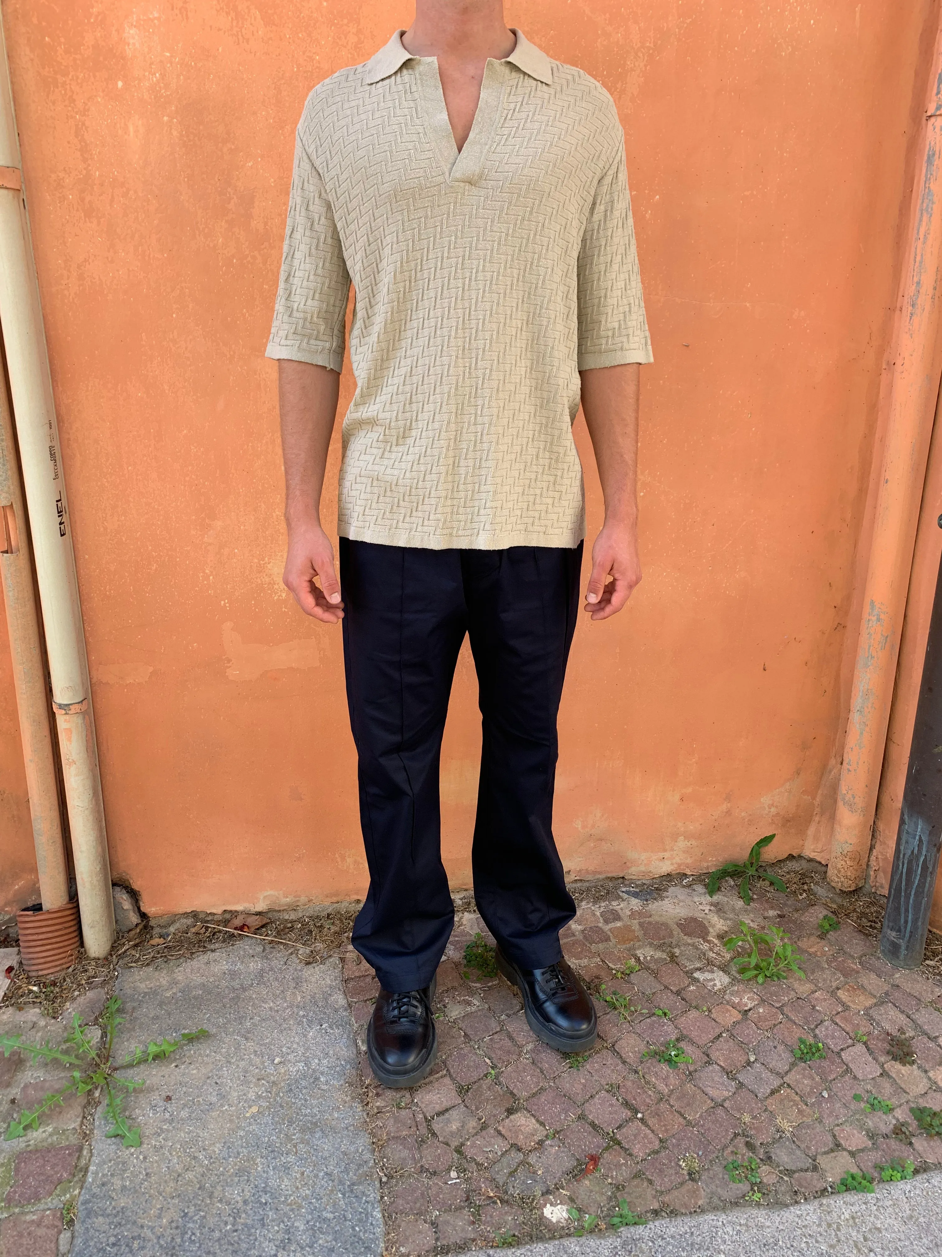 ZANE - KNIT POLO - Silk Bourette Sand sold by Camo product image thumbnail 3