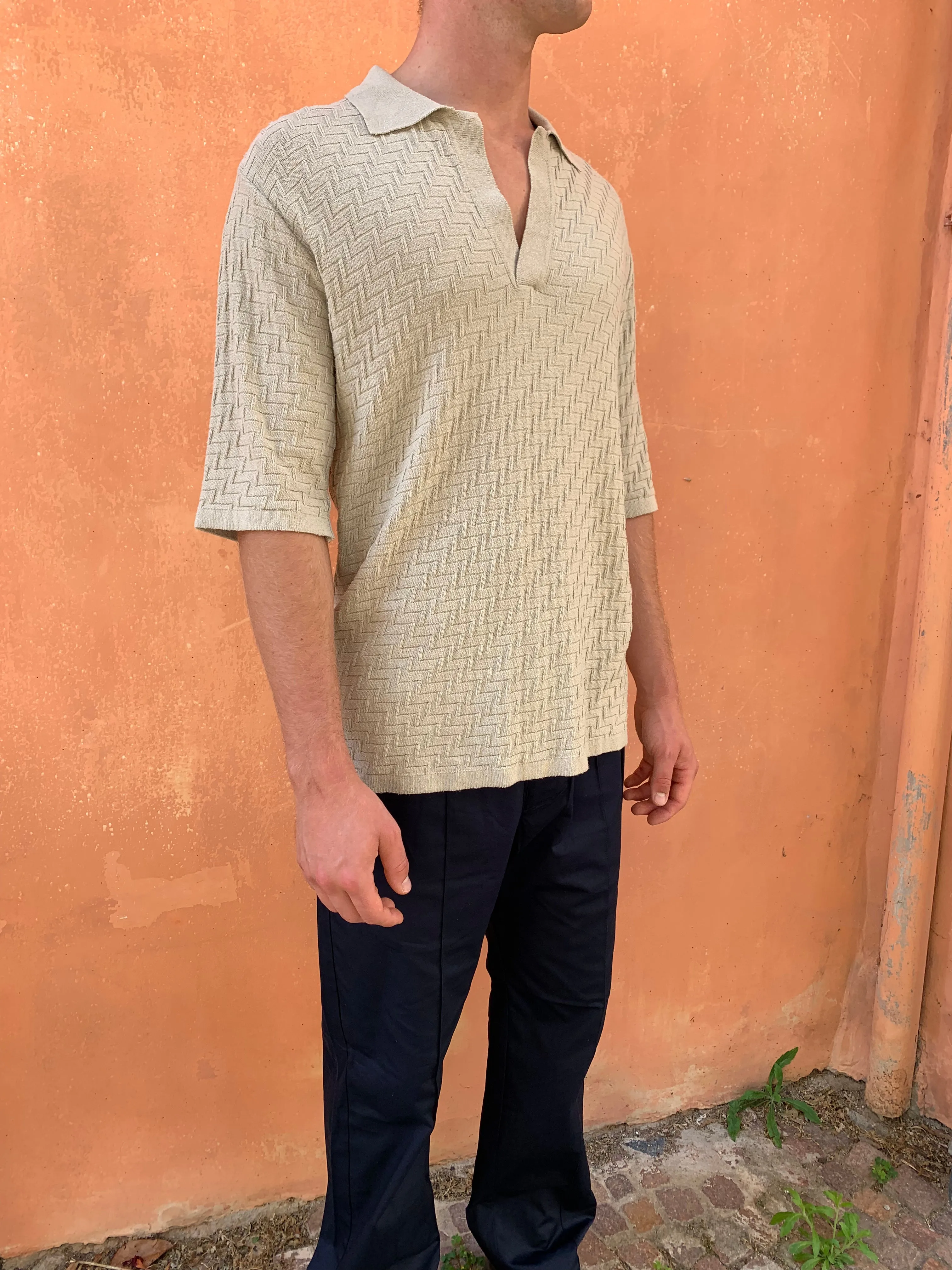 ZANE - KNIT POLO - Silk Bourette Sand sold by Camo product image thumbnail 4