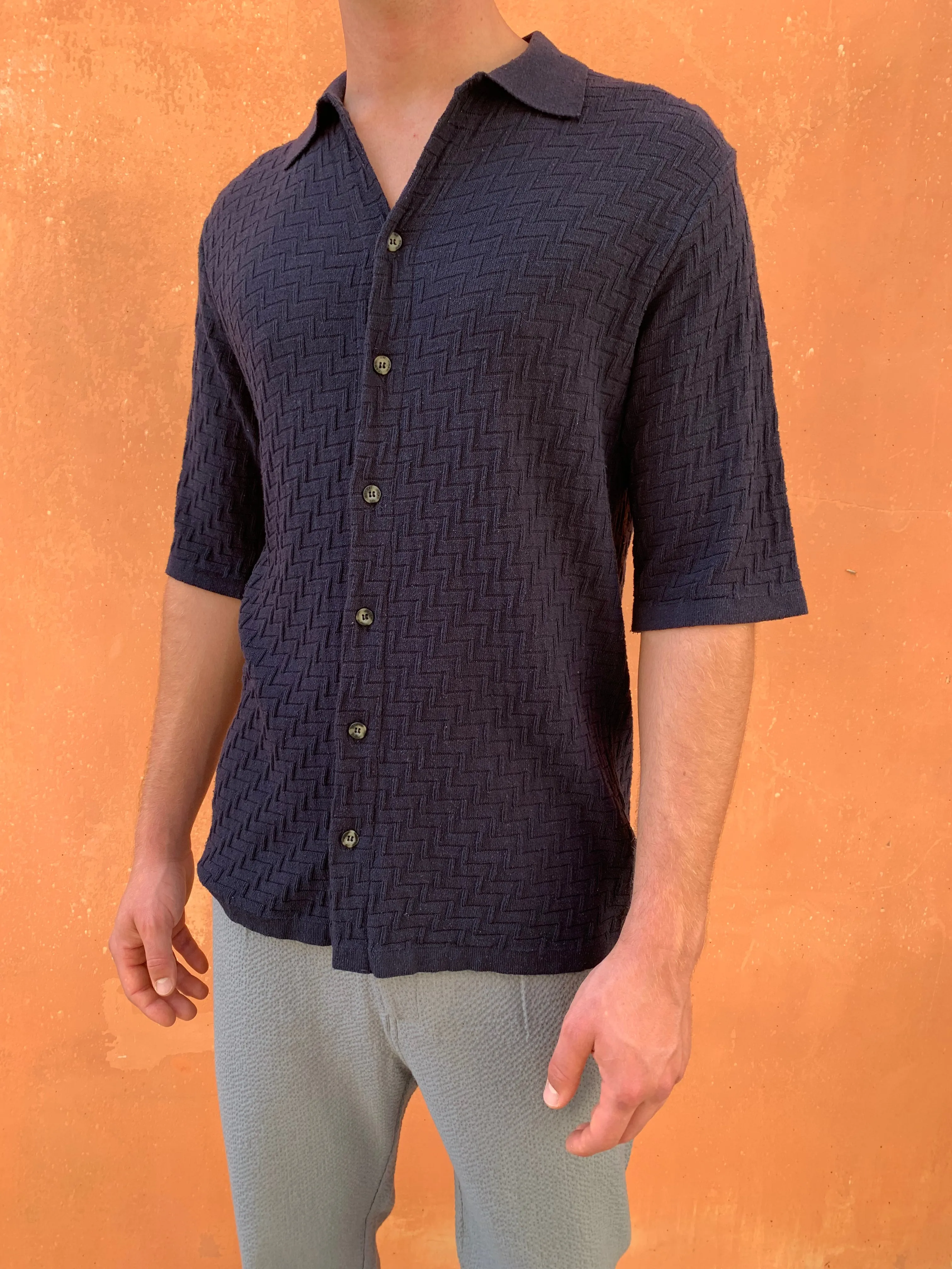 TORNADO - KNIT SHIRT - Silk Bourette Navy sold by Camo
