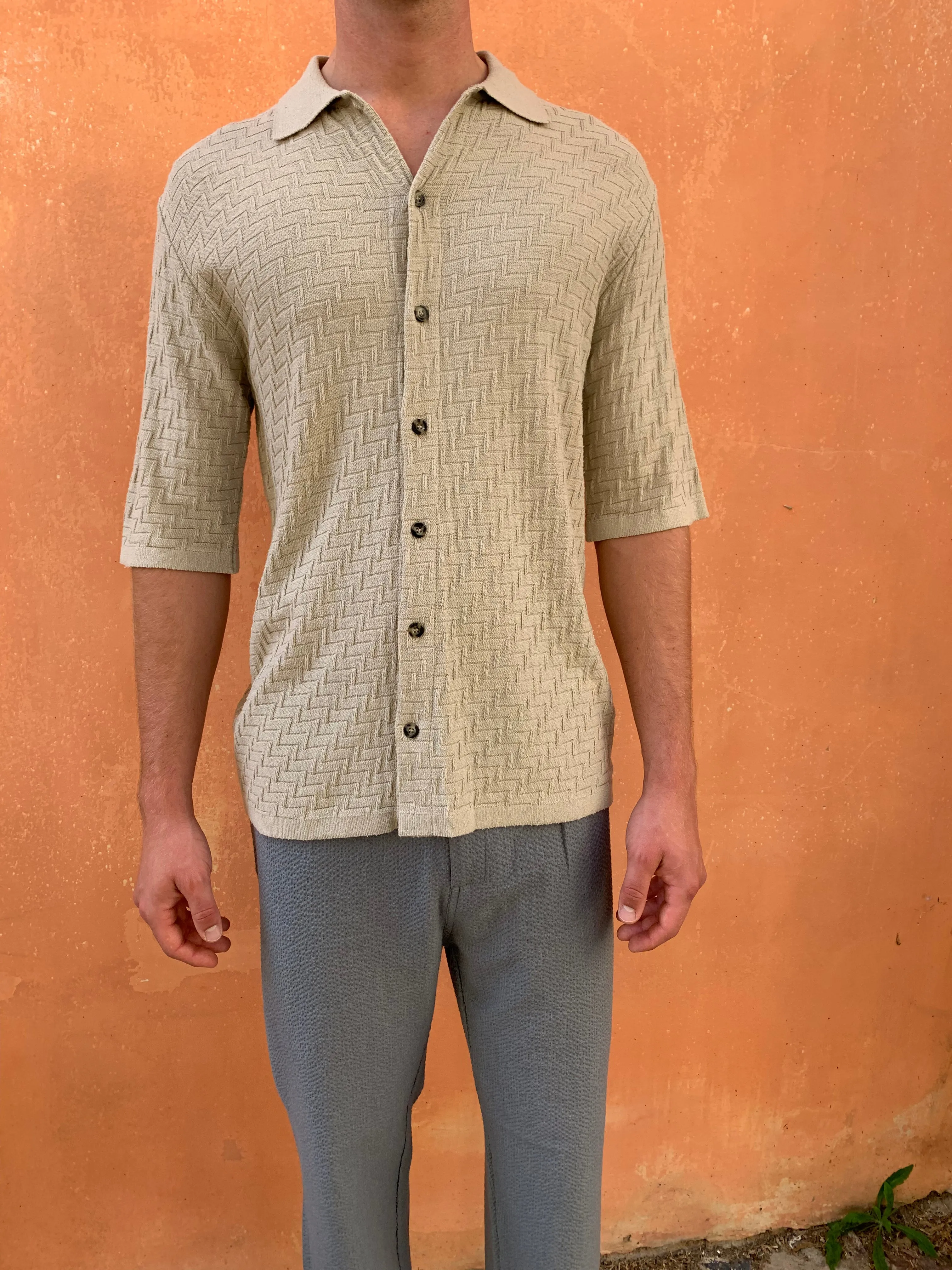 TORNADO - KNIT SHIRT - Silk Bourette Sand sold by Camo