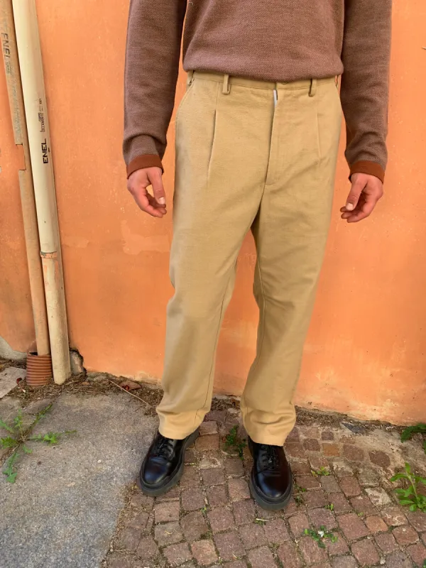 SPECTACULAR BID - AIR TROUSERS - Moleskine Cotton Sand sold by Camo