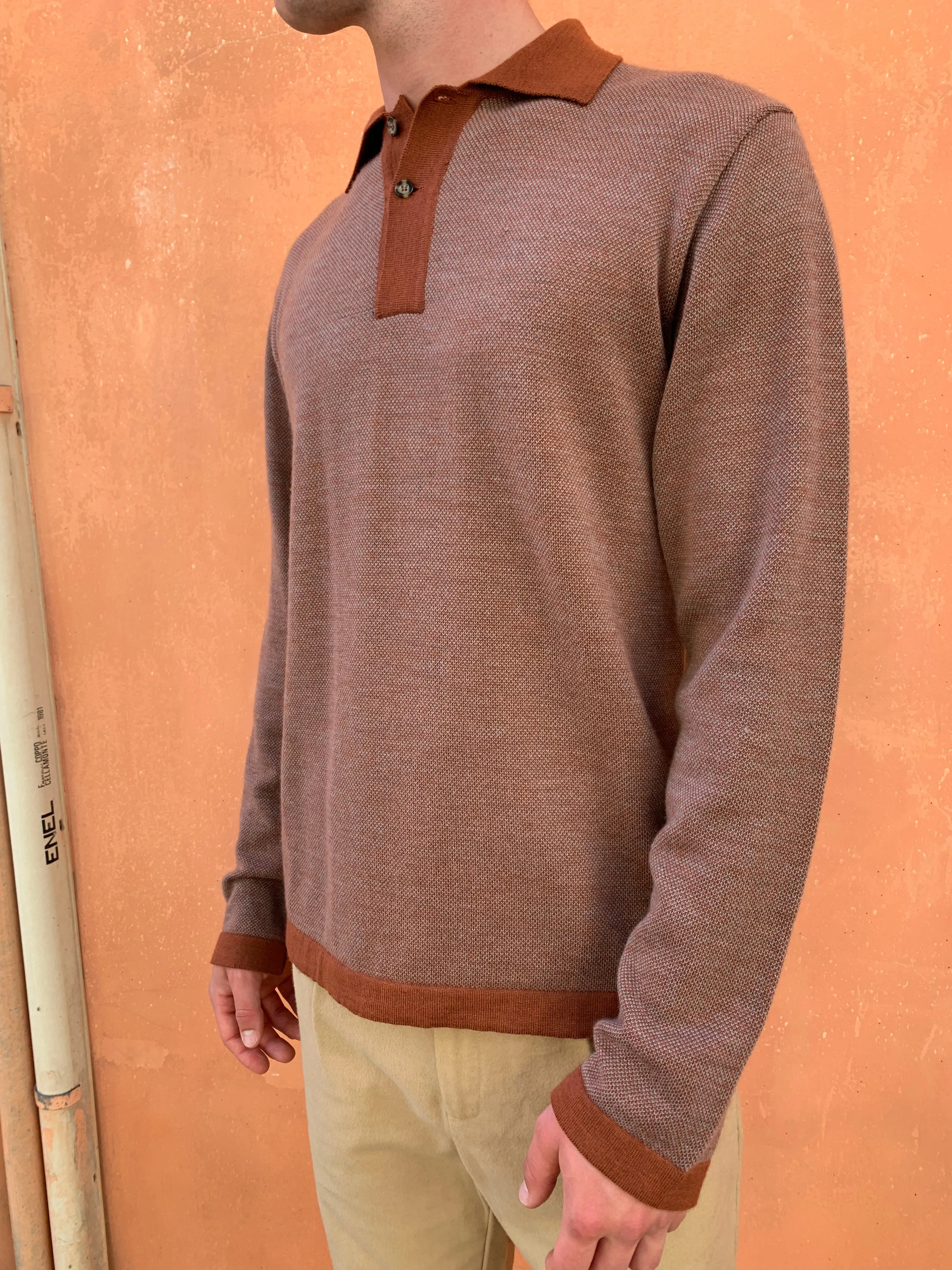 FEYSTONGAL - KNIT POLO-SHIRT - Wool Copper - Beige sold by Camo product image thumbnail 2