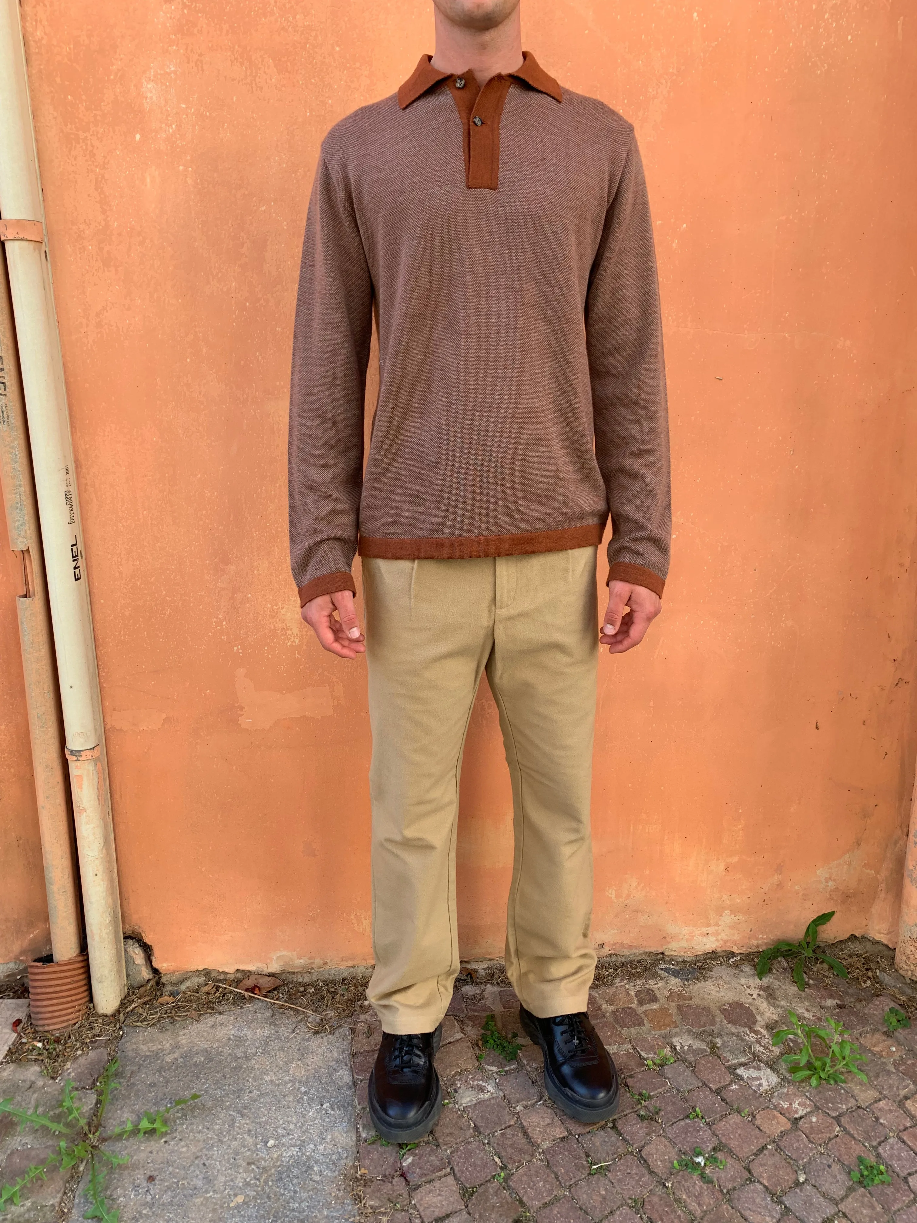 FEYSTONGAL - KNIT POLO-SHIRT - Wool Copper - Beige sold by Camo product image thumbnail 3