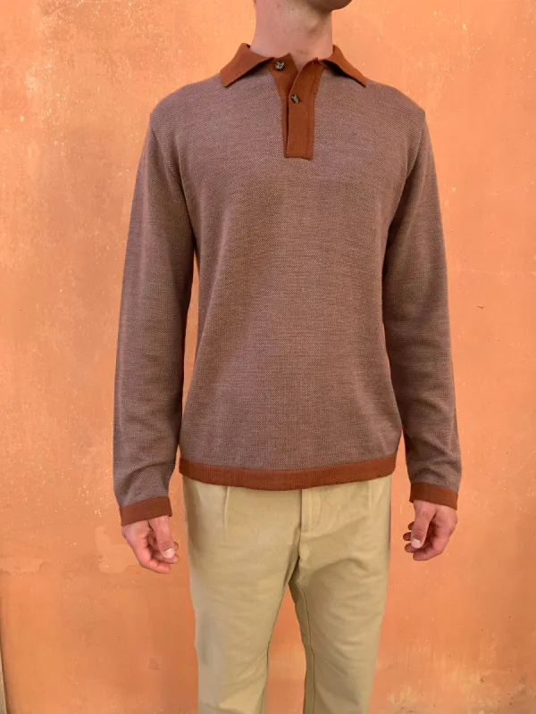 FEYSTONGAL - KNIT POLO-SHIRT - Wool Copper - Beige sold by Camo