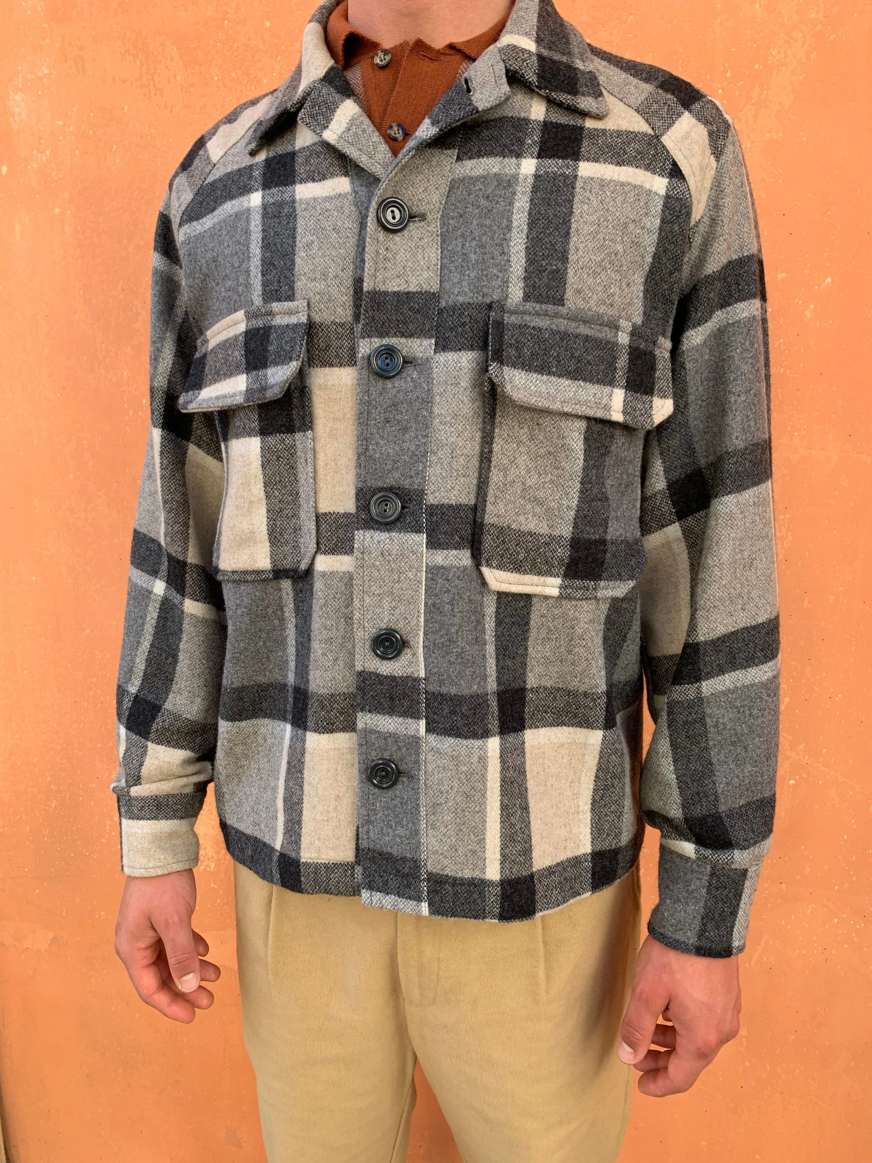 BALIO - JACKET SHIRT - Wool Check Cream sold by Camo