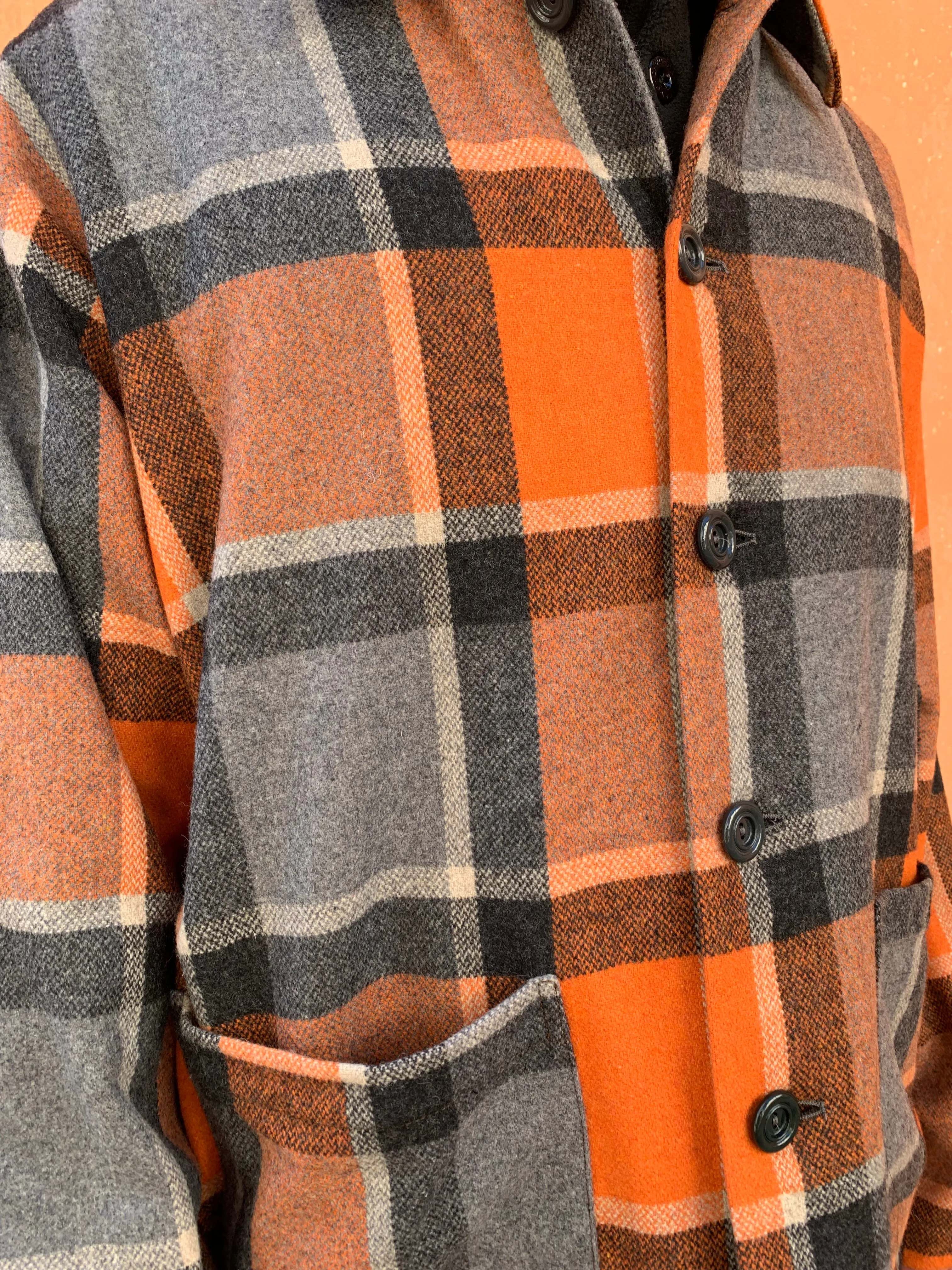 TISSERAND - AIR WIDE JACKET - WOOL CHECK ORANGE sold by Camo product image thumbnail 4