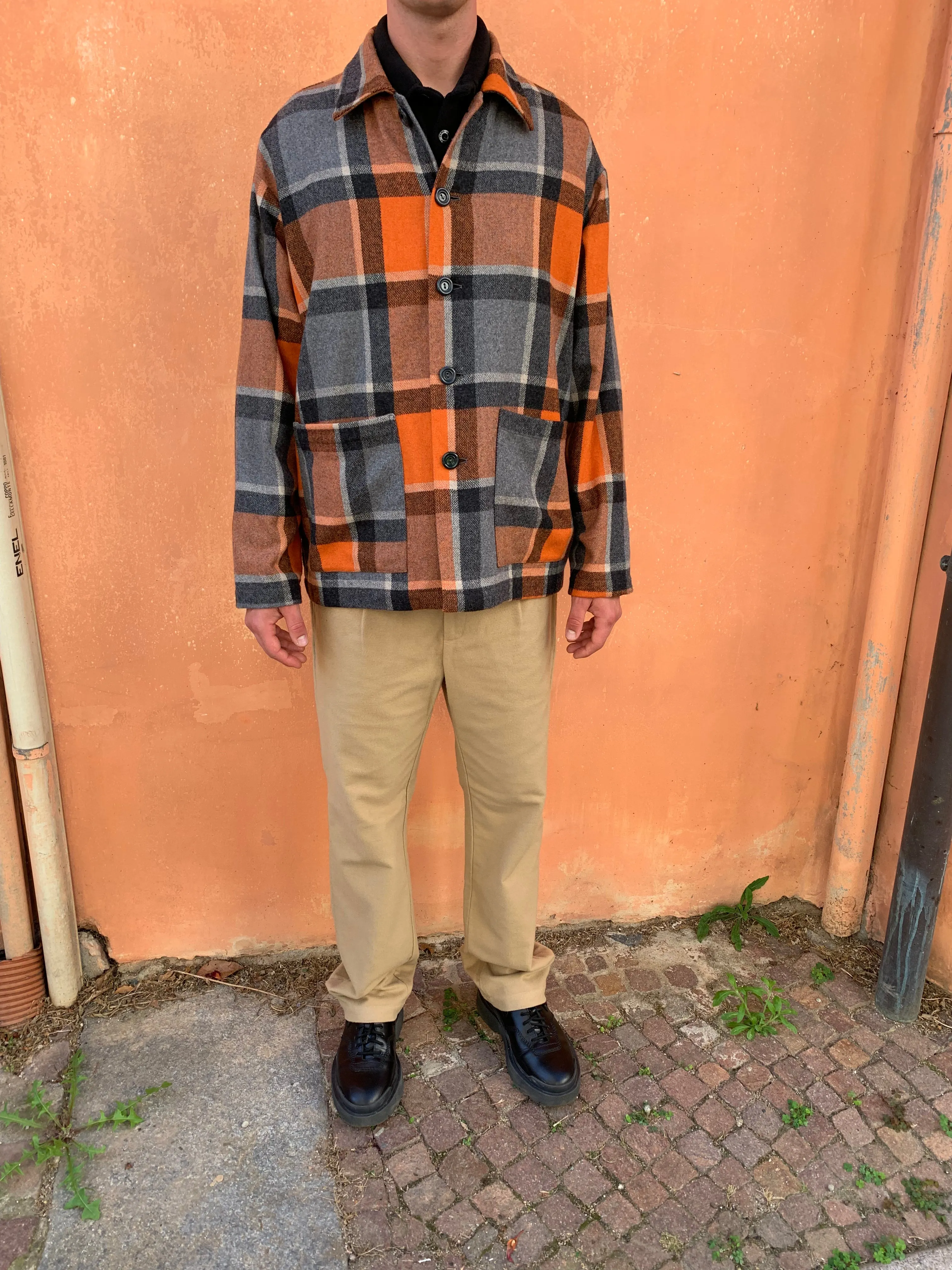 TISSERAND - AIR WIDE JACKET - WOOL CHECK ORANGE sold by Camo product image thumbnail 2