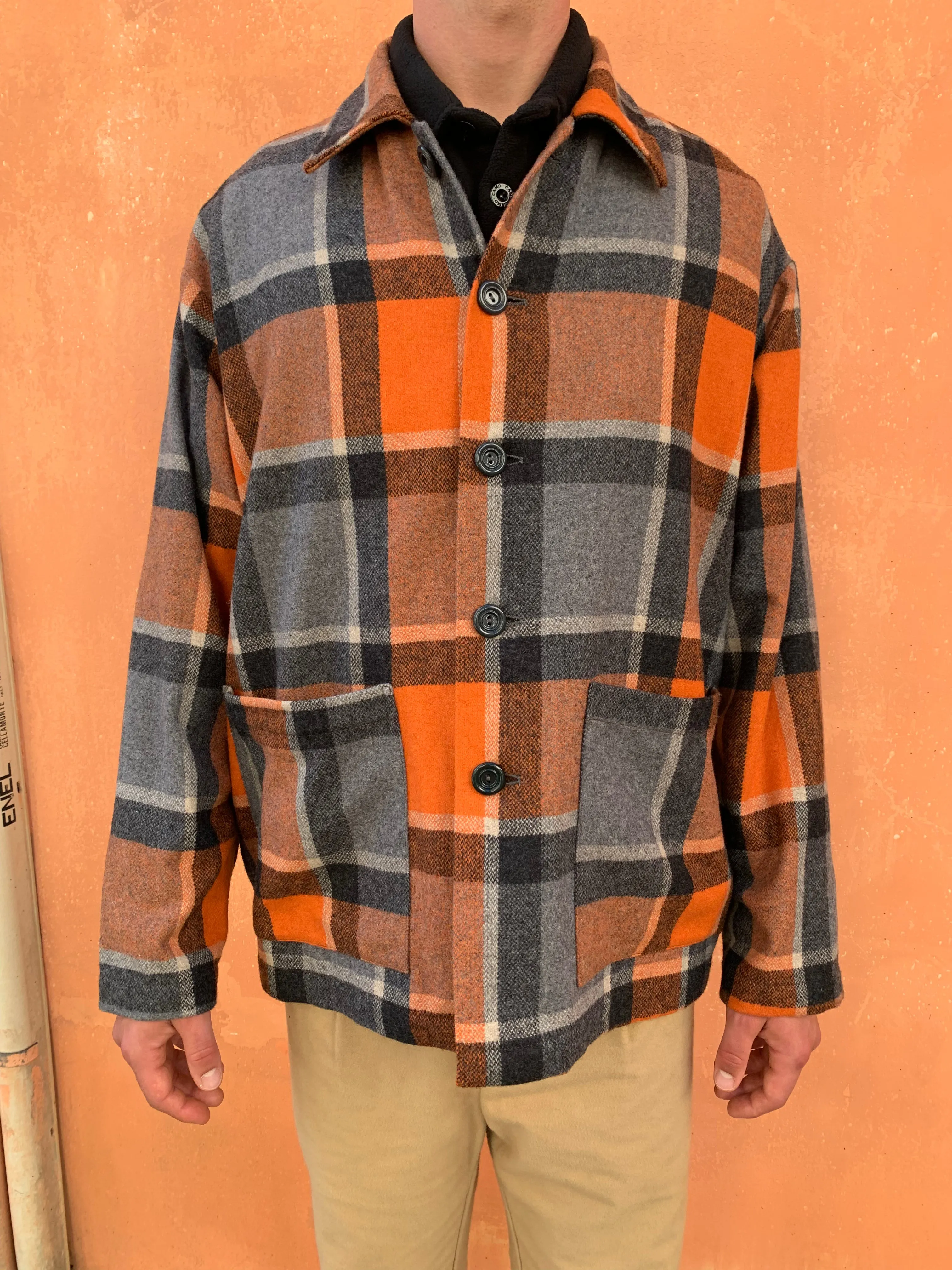 TISSERAND - AIR WIDE JACKET - WOOL CHECK ORANGE sold by Camo product image thumbnail 5