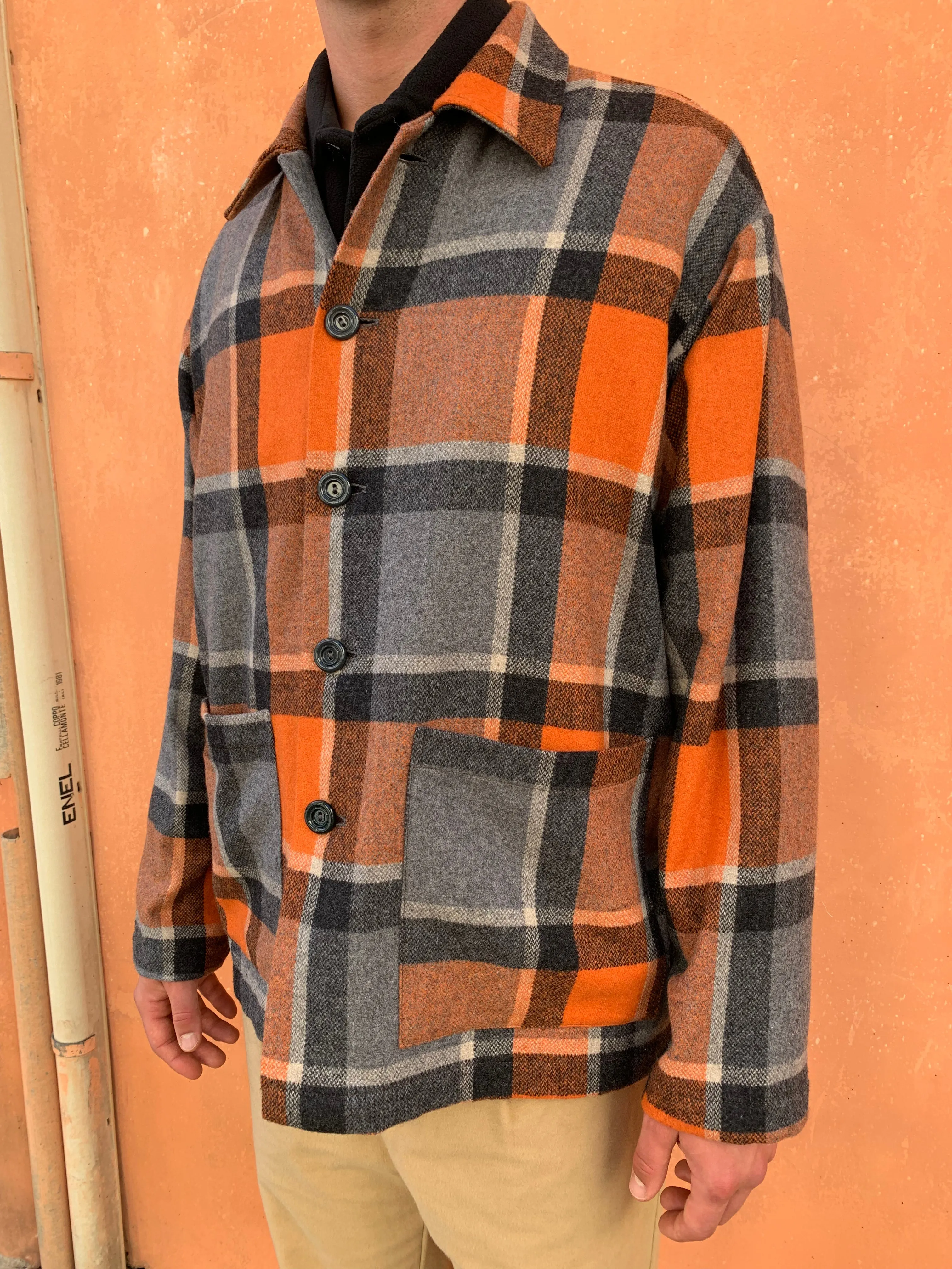 TISSERAND - AIR WIDE JACKET - WOOL CHECK ORANGE sold by Camo product image thumbnail 3