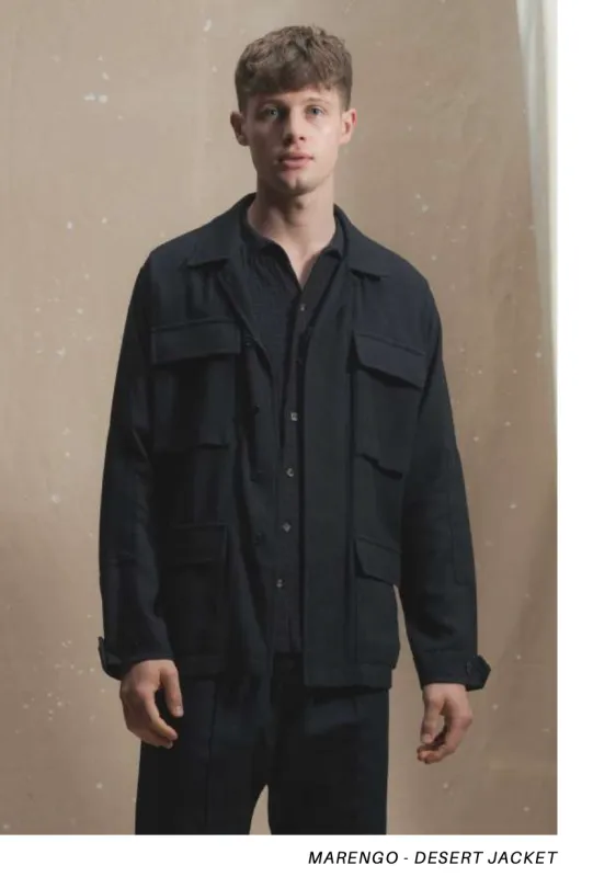 MARENGO - DESERT JACKET - Special Cotton Trama Navy sold by Camo