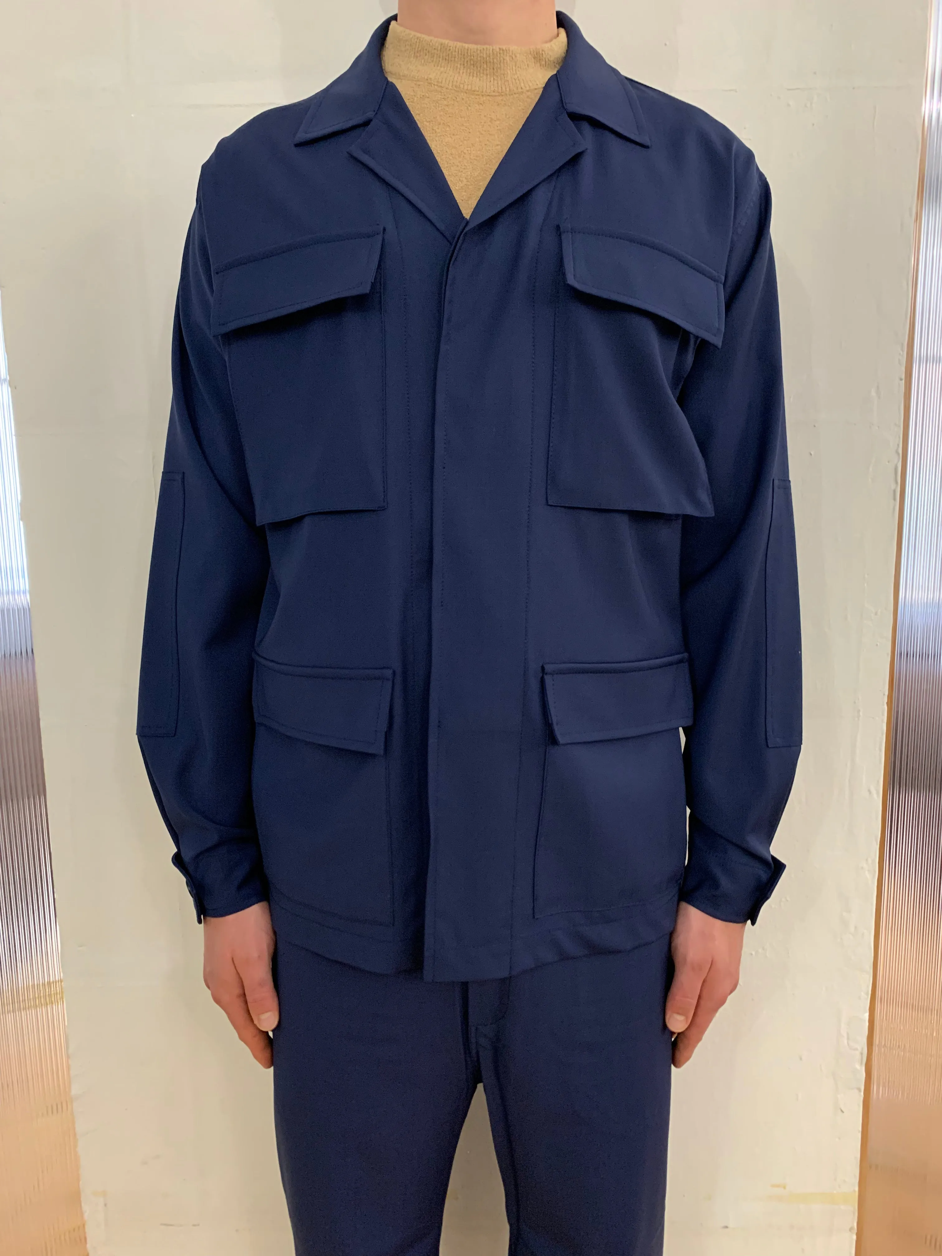 MARENGO - DESERT JACKET - Super Soft Merino Wool Navy-Blu sold by Camo