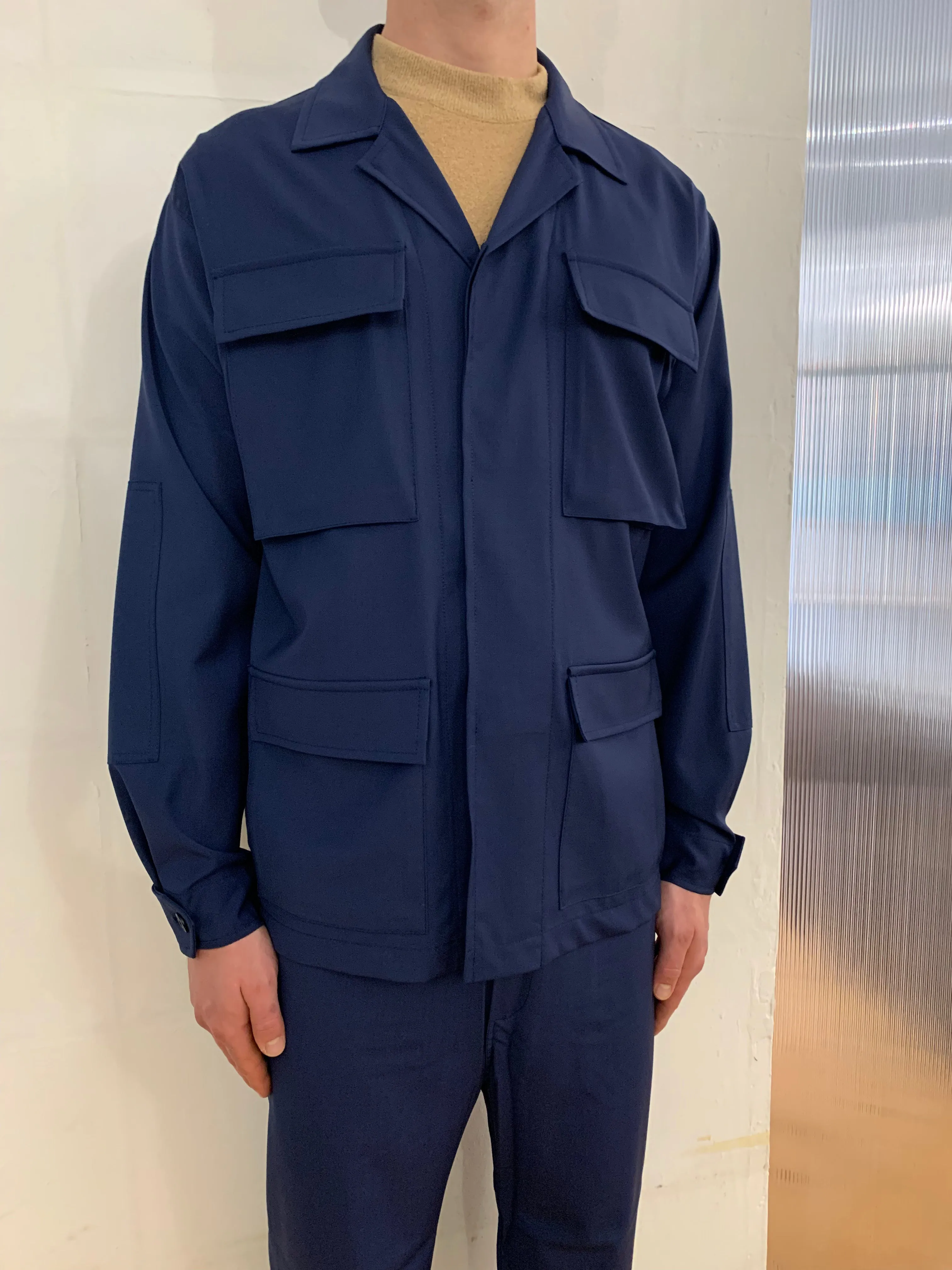 MARENGO - DESERT JACKET - Super Soft Merino Wool Navy-Blu sold by Camo product image thumbnail 4